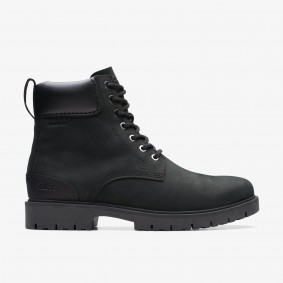 Clarks Outlet Rossdale Hi GORE-TEX Black Leather Dark Sand Leather 261749327075