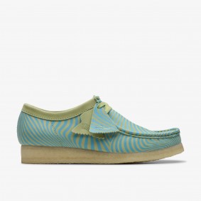 Wallabee Blue/Lime Print Clarks Outlet Lime Print 261765287070