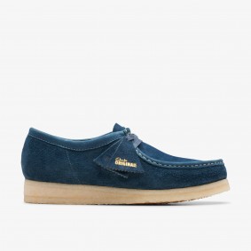 Wallabee Navy/Teal Suede Clarks Outlet Teal Suede 261757097075