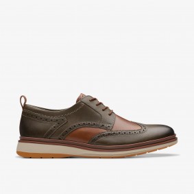 Clarks Outlet Chantry Wing Dark Olive Combination British Tan Combination 261767217105