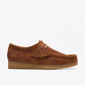 Clarks Outlet Wallabee Cola Check Pale Khaki Suede 261736367130