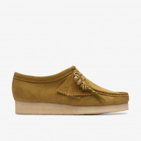 Clarks Outlet Wallabee Mid Green Suede Deep Blue Suede 261732414070