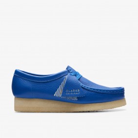 Clarks Outlet Wallabee Bright Blue Leather Deep Blue Suede 261740094050