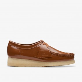 Clarks Outlet Wallabee Dusk Brown Patent Deep Blue Suede 261765534030