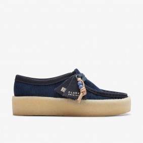Clarks Outlet Wallabee Cup Navy Cord Warm Beige 261740054055