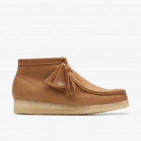 Clarks Outlet Wallabee Boot Mid Tan Leather Cloud Grey Suede 261758404080