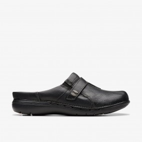 Clarks Outlet Un Loop Ease Black Leather Dark Tan Leather 261749664050