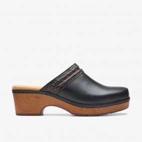 Clarks Outlet Paizlee Poppy Black Leather Tan Leather 261751875050