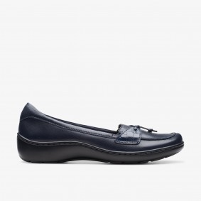 Clarks Outlet Cora Haley Navy Leather Black Leather 261744894085