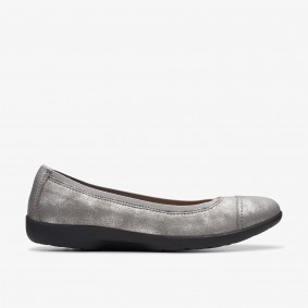Clarks Outlet Meadow Opal Pewter Metallic Chestnut Leather 261743623095