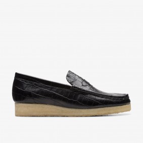 Clarks Outlet Wallabee Loafer Black Crocodile Cow Print HairOn 261740164065