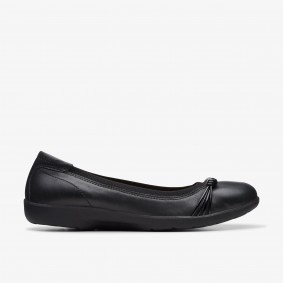 Clarks Outlet Meadow Rae Black Leather Tan Leather 261743643055