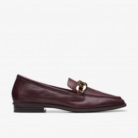 Clarks Outlet Sarafyna Iris Burgundy Leather White Leather 261749194045