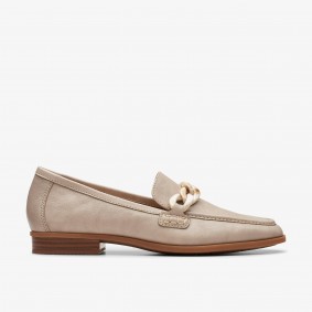 Clarks Outlet Sarafyna Iris Stone Leather White Leather 261773654025